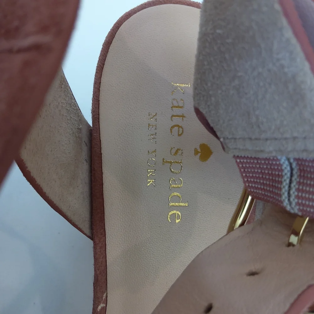 Kate Spade suede leather rose gold heels sandals size 10